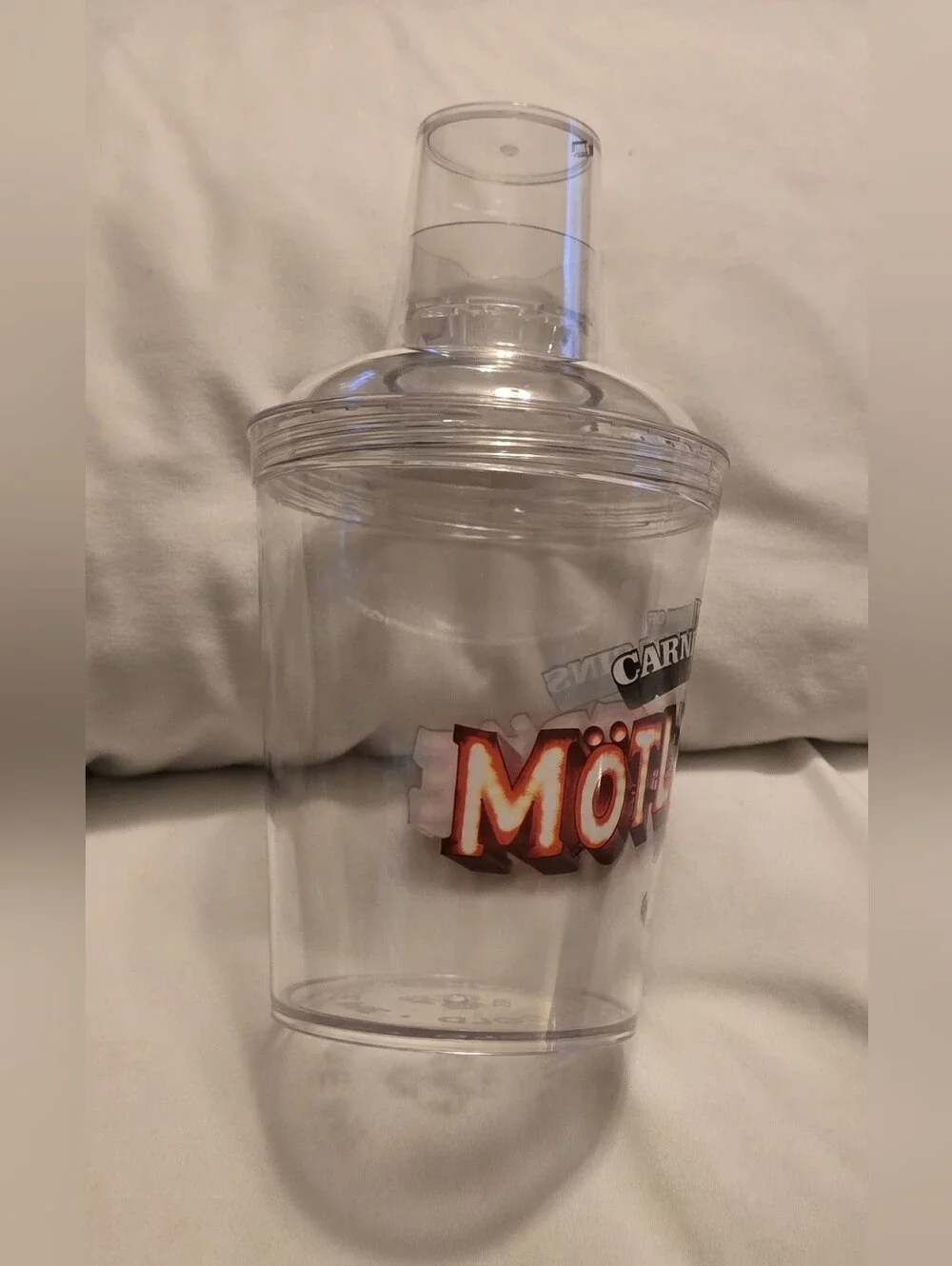Mötley Crüe Souvenir Cup Cocktail Shaker & Shot Glass Clear Plastic Tour Merch